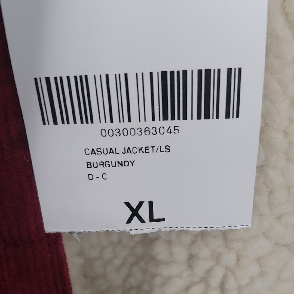 Forever 21 Men's Burgundy Corduroy Jacket with Cream Sherpa Collar - Picture 7 of 9